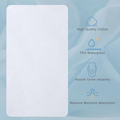 2 Pack Waterproof Crib Mattress Protector Pad, 34" x 54", Washable, Reusable Flannel Protector Pad for Baby, Toddler, Elders and Pets