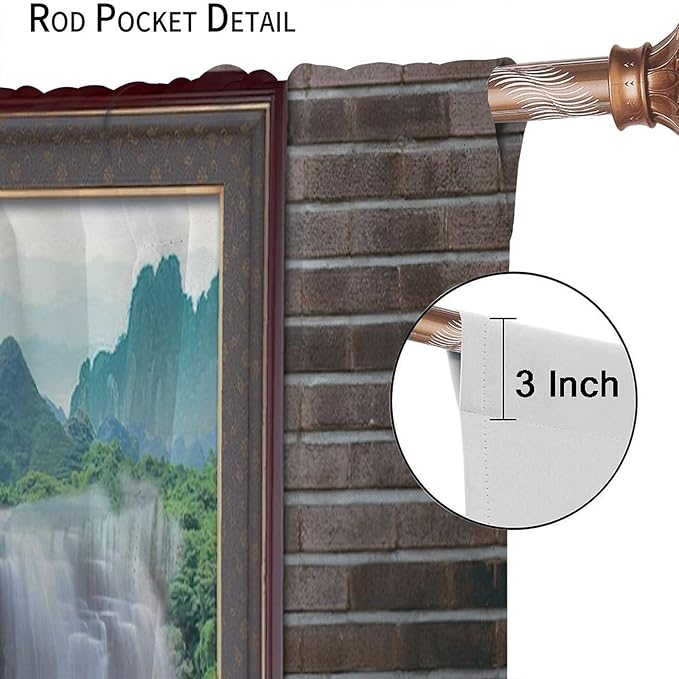 Waterfall Blackout Window Curtains, Tropical Rainforest Jungle Plants Forest Wild Nature Landscape Window Drapes, for Living Room Bedroom 52x84in 2 Panels
