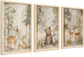 ICHZUMW Woodland Nursery Decor Wall Art Set of 3, Cute Forest Friend Animal Canvas Prints Bear Fox Deer Pictures, Nature Watercolor Paintings, Baby Room Kids Bedroom Playroom, Neutral Artwork 16x24in