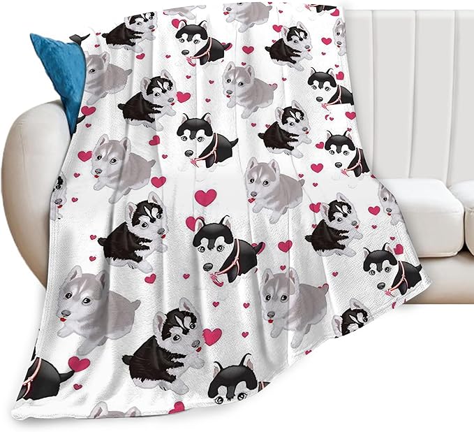 Alaskan Malamute Dog Blanket Cute Dog Throw Blanket Alaskan Dog Gifts and Decor Dog Blanket for Girls Women Kids Adults Soft Warm Cozy Fleece Blanket for Couch Sofa Bed 50"x40"