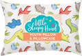 Little Sleepy Head Youth Pillow with Pillowcase 16x22, Soft Jumbo Toddler Pillow & Hypoallergenic Pillowcase - Best Kids Pillows for Sleeping, Perfect Kids Travel Pillow (Dinosaurs White)