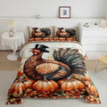 Feelyou Boys Girls Thanksgiving Comforter Cover Twin Size, Fall Autumn Comforter Set for Turkey Duvet Cover Kids Pumpkin Teens Bedspread Cover Bedroom Decor Bed Set 2Pcs