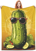 Funny Pickles Dill Blanket Gifts for Girls Women Flannel Throw Blankets for Home Couch Bed Sofa Soft Fuzzy Lightweight Decor All Season 50x40 Inches
