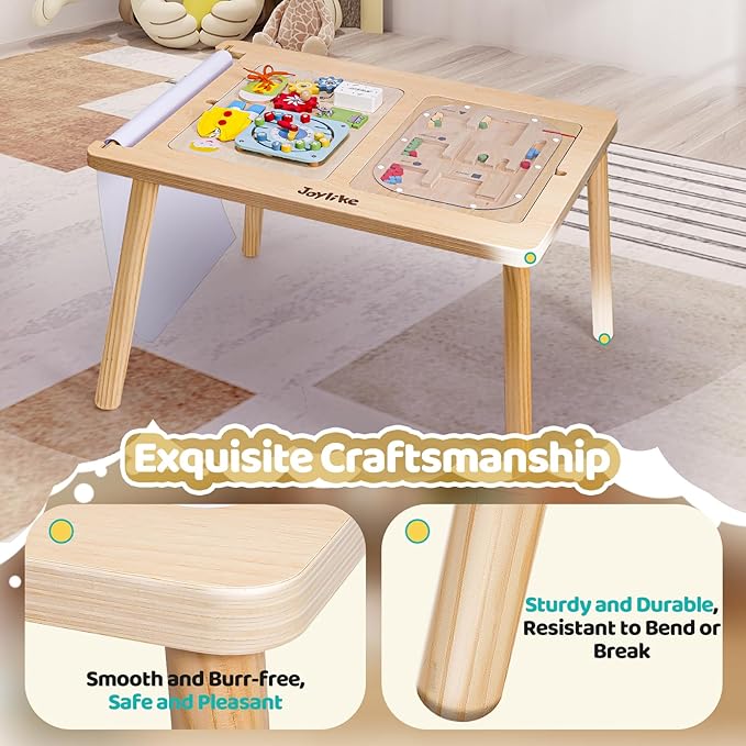 Sensory Table for Toddlers 1-3 with 2 Large Storage Bins, 4 Montessori Activity Boards and Paper Roll, Educational & Multi-Functional Gift for Kids Draw and Play