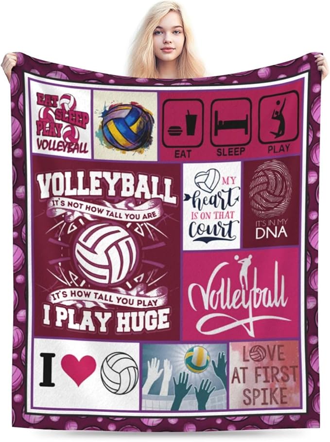 Volleyball Blanket Volleyball Decor Throw Blanket Gifts for Girl Woman Kids Super Soft Flannel Lightweight Fluffy Plush Fuzzy Fleece Sports Blanket for Bed Sofa 40"X50"