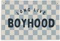 Lacama Blue Long Live Boyhood Boys Room Decor, Boy Nursery Decor, Linen Banner Wall Hanging Canvas Banner Flag Decor for Toddler Boy Room Nursery 30x20 In