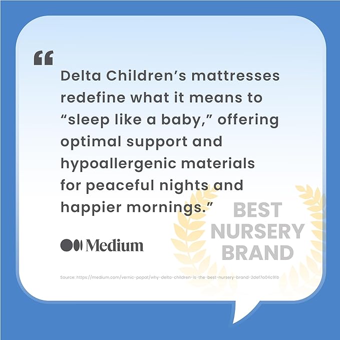 Delta Children Sweet Beginnings Dual Sided Baby Crib Mattress and Toddler Mattress, GREENGUARD Gold and CertiPUR-US Certified, Firm Plant-Based Foam, Waterproof, 5 Year Warranty, Made in USA
