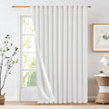 jinchan White Lined Linen Blend Curtain for Sliding Door 84 Inch Length 1 Panel for Living Room, 100 Inch Extra Wide Drape with Rod Pocket Back Tab(100W x 84L, White)