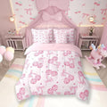 7 Pieces Bowknot Princess Kids Comforter Queen,Disco Crystal Ball Western Cowgirl Bedding Set,Starry Sky Bow Tie Romantic Pink Girly（Comforter+Fitted+Flat Sheet+2 Pillowcases+2 Throw Pillow Covers）