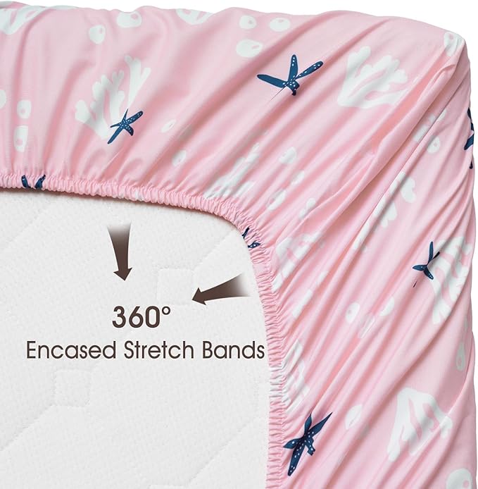 PHF 3 Pack Soft Bassinet Sheets, Mermaid Breathable Comfy Cradle Sheets for Baby Girls, No Slip Universal Fit for Most Cradle and Bassinet Mattress, Mermaid