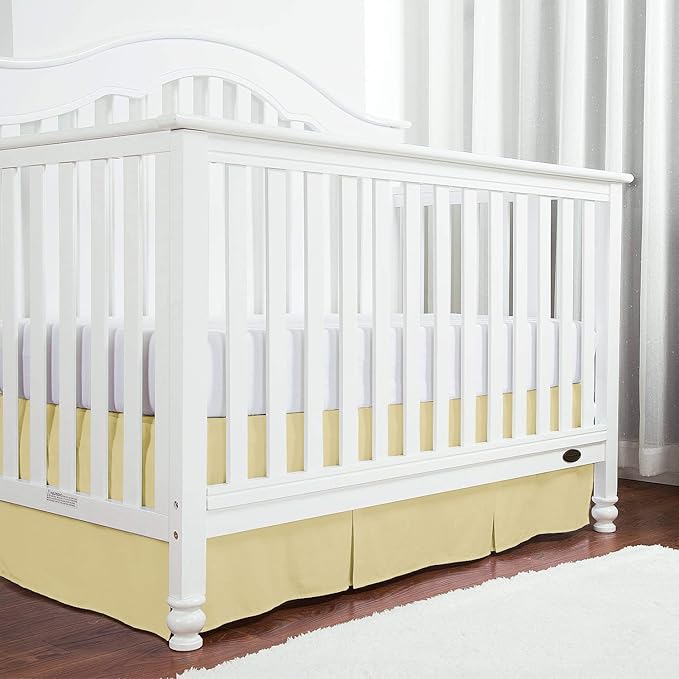 Box Pleated Mini Crib Bed Skirt Premium 100% Cotton 800 Thread Count Nursery Crib Toddler Bedding Crib Bedskirt for Baby Boys or Baby Girls, (24" x 38") + 10" Drop Lenght - Ivory Solid