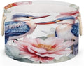 Watercolor Bird Flower Round Storage Basket for Laundry & Toys, Lightweight Fabric Laundry Hamper with Handles, Foldable Large Organizer Bin for Bedroom Bathroom Nursery Dorm