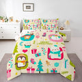 Erosebridal Merry Xmas Comforter Set Full Size Christmas Tree Quilt for Kids Boys Girls Cartoon Penguin Bear Bedding Set Cute Deer Elk Duvet Insert with 2 Pillow Cases