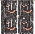 Rustic Forest Curtain, Woodland Country Hunting Animal Deer Fox Wildlife Bear Farmhouse Lodge Cabin Blackout Rod Pocket Windows Door Curtain for Bedroom Living Room Home Decor 63x63in