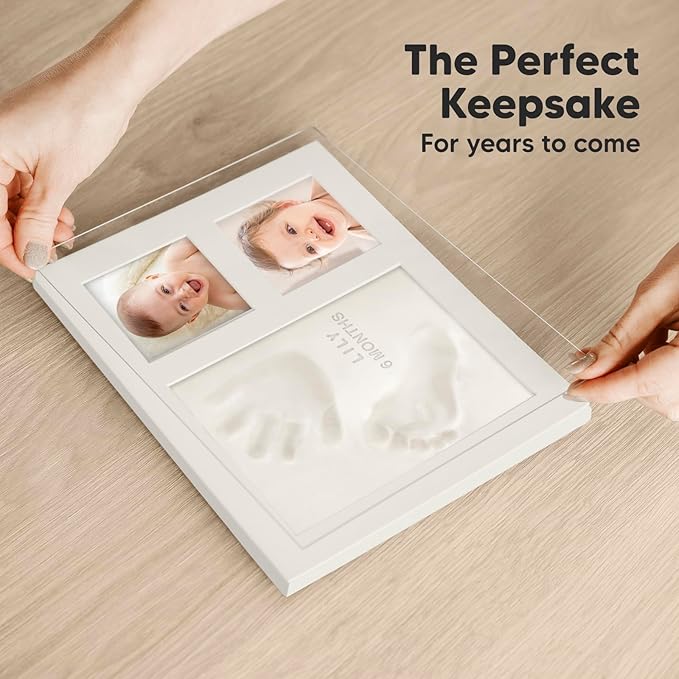 KeaBabies Baby Hand and Footprint Kit - Quick Dry Clay Baby Footprint Kit, Pets Paw, Newborn Keepsake Picture Frame for Boys, Girls, Personalized New Mom Gifts for Shower & Christmas (Alpine White)