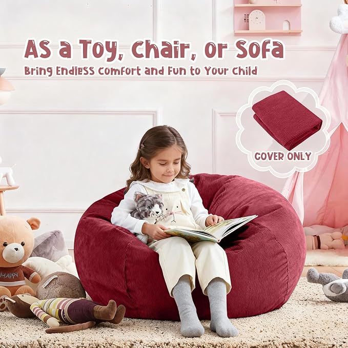 Nobildonna Bean Bag Chair Cover (No Filler) for Kids and Adults,Beanbag Stuffed Animal Storage Without Filling Plush Toys Holder and Organizer Soft Premium Corduroy 200L