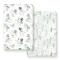 GRSSDER Stretch Ultra Soft Jersey Knit Fitted Pack n Play Playard Sheets Set 2 Pack，Fits Portable/Mini Cribs Sheets, Playards Mattress Pads, Stylish Watercolor Animals for Baby, Mint Green