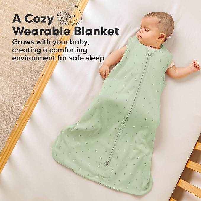 2-Pack Baby Sleep Sacks, Zipper Wearable Blanket - 0.5TOG Organic Cotton, Lightweight, Soft Cozy Infant Sleeping Sack 3-6 months, Easy to Wear Small Newborn Transition Swaddles Sleepsacks (Bunnies)
