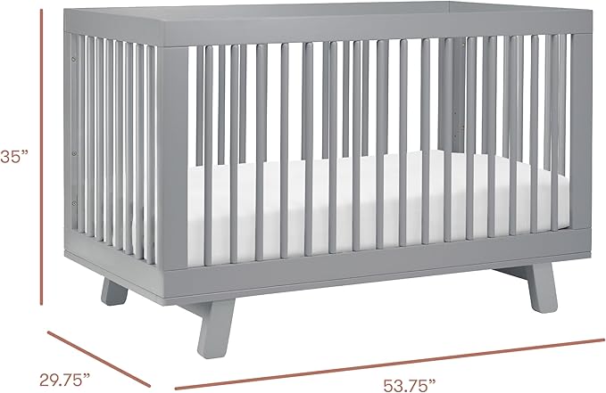 Babyletto Hudson 3-in-1 Convertible Baby Crib - GREENGUARD Gold Certified Convertible Crib to Toddler Bed & Daybed - Wooden Baby Bed with 4 Adjustable Mattress Heights - Strong & Easy Assembly - Grey