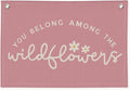 Girls Room Decor, Wildflower Baby Girl Nursery Decor, Baby Shower Pink Linen Canvas Banner, Wall Hanging Banner Flag 20x30 Inch - Hot Pink