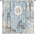 Nautical Theme Window Curtains,Pirate Sailboat Curtains for Bedroom,Conch Starfish Print Draperies for Living Room,Ocean Window Treatment Curtains Set 2 Panels,52x84 Inches