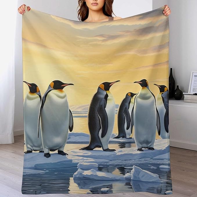Penguin Blanket Antarctic Penguins Gifts for Girls Boys Woman Kids Penguin Lover Throw Blankets Soft Blanket Warm Fleece Flannel Plush Blankets for Bed Sofa Couch 40"x50"