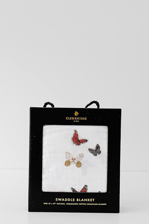 CLEMENTINE KIDS Muslin Infant Swaddles (Butterfly Swarm)