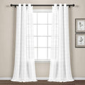 Lush Decor Farmhouse Textured Grommet Sheer Window Curtain Panel Pair, 38"W x 108"L, Bleach White