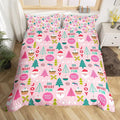 Feelyou Christmas Kids Bedding Set Cartoon Santa Claus Duvet Cover for Boys Children Teens Bedroom Decor Christmas Tree Comforter Cover Set Xmas Theme Bedspread Cover Twin Size with 1 Pillow Case