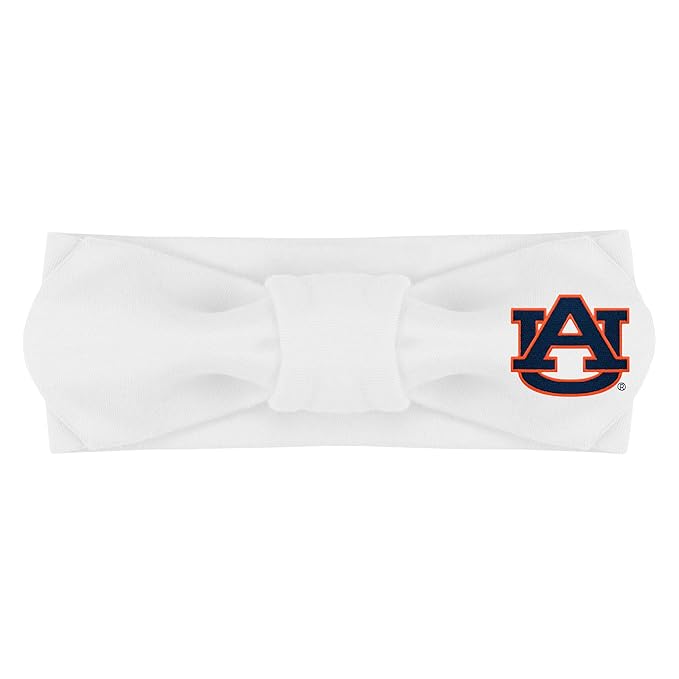 Creative Knitwear Auburn Tigers Infant Girls White Solid Hair Knot Headband Embroidered Logo - Size Newborn - 4T