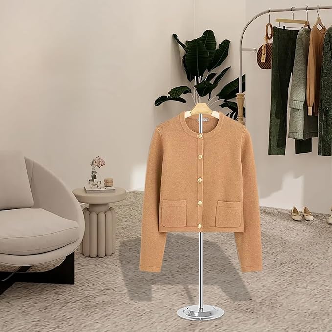 Eunika 2 Pack Adjustable T Shirt Display Flexible Shoulder Stand, Portable Metal Shirt Rack Display Stand Garment Coat Holder for Clothing Garment Coat Retail Vendor, Cloakroom,17-31 Inch,Beige