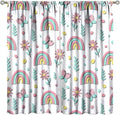 Kids Rainbow Curtains Boho Cartoon Colorful Stars Love Heart Lovely Abstract Art Pattern Print Window Drapes for Girl Bedroom Living Room Kitchen Decor,2 Panel Set,42Wx45H Inch Blackout