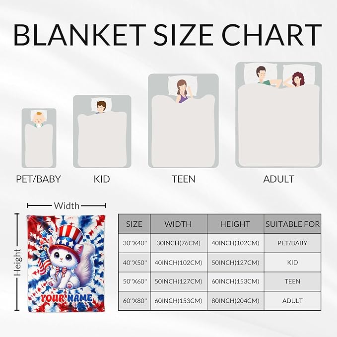 Custom Cat Blanket for Women - 60" x 80" Inches Cat Themed Gifts for Girls - Cozy Fuzzy Plush Throw Blankets Stuff for Sofa, Chair, Home