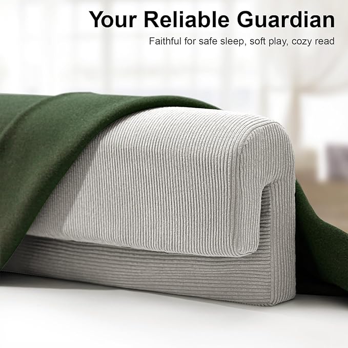Bed Rail Bumpers Protector, Hospital Bed Rails Padding, Loft Beds and Bunk Beds Bumpers Protector, Premium Soft Memory Foam - Anti-Bump | Fall Prevention, Size 35.4 x 5.5 x 11.8 Inches, Gray