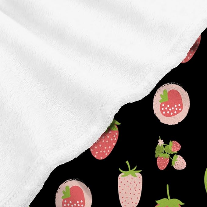 Thuswarm Cute Pink Strawberry Rainbow Flannel Throw Blanket Warm Cozy Soft Funny Print Blankets for Bed Couch Sofa Room Decoration Gifts 60"×50" Medium for Teen