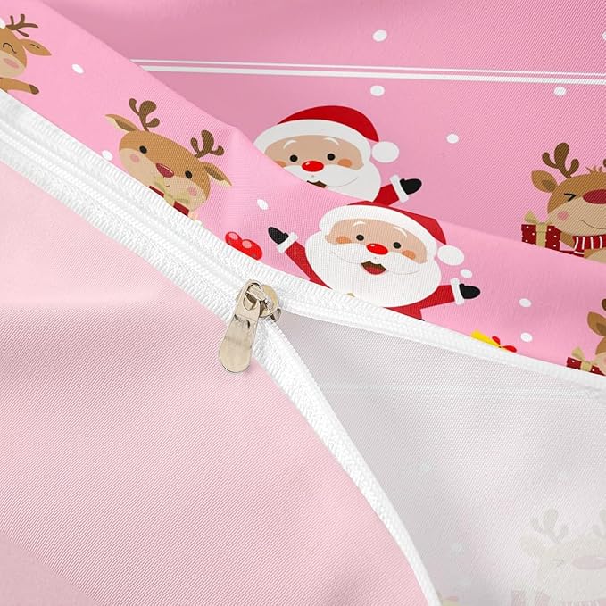 Christmas Bedding Duvet Cover Set Kids Cartoon Santa Claus Bedding Set Boys Girls Deer New Year Decor Comforter Cover Set Microfiber Gift Boxes Xmas Theme Bedspread Cover Bedroom Bedclothes Queen Size
