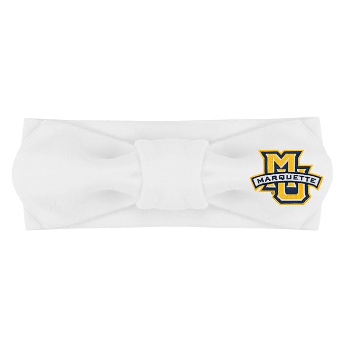 Creative Knitwear Marquette Golden Eagles Infant Girls White Solid Hair Knot Headband Embroidered Logo - Size Newborn - 4T