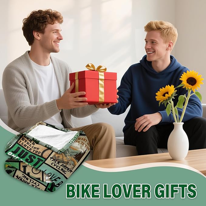 Bicycle Blanket for Cyclists, Bike Lover Gifts for Men and Women, Christmas Birthday Gifts for Bicycle Enthusiasts, Mountain Bike Rider Blanket, Soft Throw for Sofa Couch Room 50"x60"