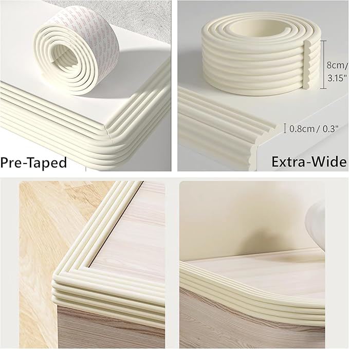 M2cbridge Multifunctional Edge and Corner Guard Coverage Baby Safety Bumper DIY (Rice White 13.1ft)