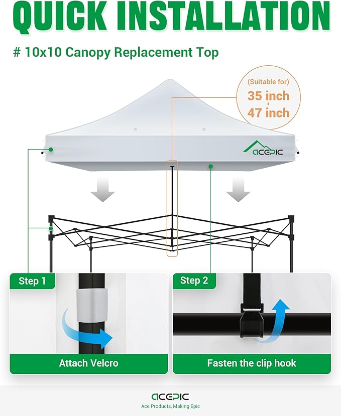 Heavy Duty 10x10 Canopy Replacement Top Cover with 8 Large Drainage Holes, Waterproof PU and 99% UV Resistant Fabric for Outdoor Events, Art Exhibition (Tent Top Only, Excluding Frame, Black)