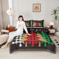 Christmas Kids Comforter Set Full Size,Plaid Pine Trees Snowflake Bedding,Girls Boys Adults Bedroom/Xmas Cabin Decor,Geometric Lines Stylish Down Comforter,Rustic Colorful Duvet Insert,2 Pillowcases