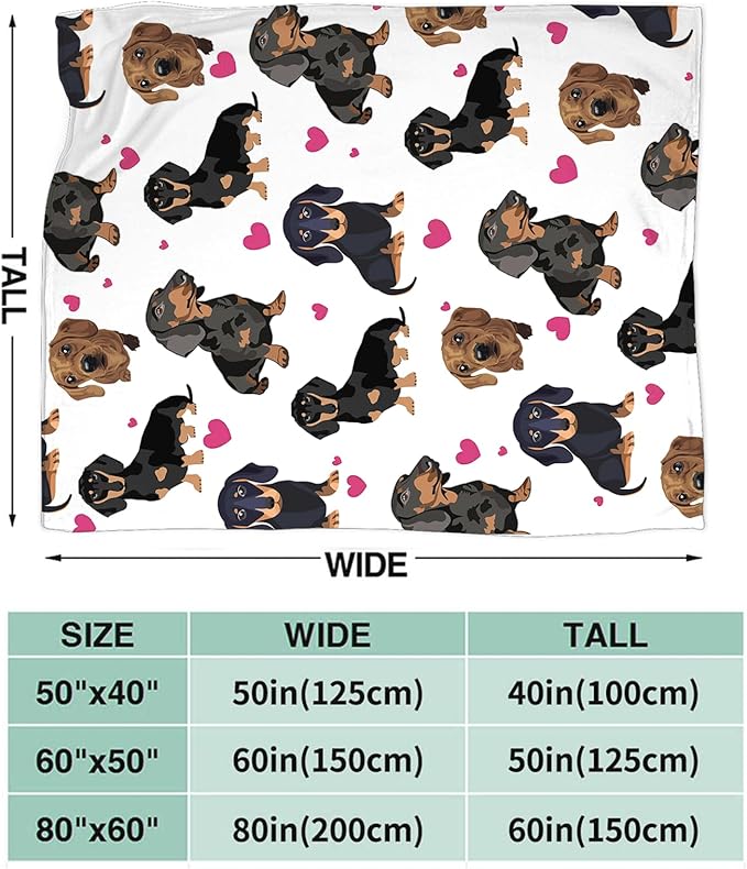 Tijuboni Dachshund Throw Blanket Dog Gifts for Girls Boys Women Men Kids Adults Soft Flannel Fleece Blanket for Couch Sofa Bed Home Decor 50"x60"