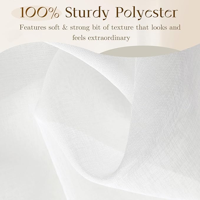 Dreaming Casa White Sheer Curtains 204 Inches Long, Rod Pocket & Back Tab Light Filtering Textured Sheers for Living Room Bedroom, 2 Panels, Each 52" W x 204" L