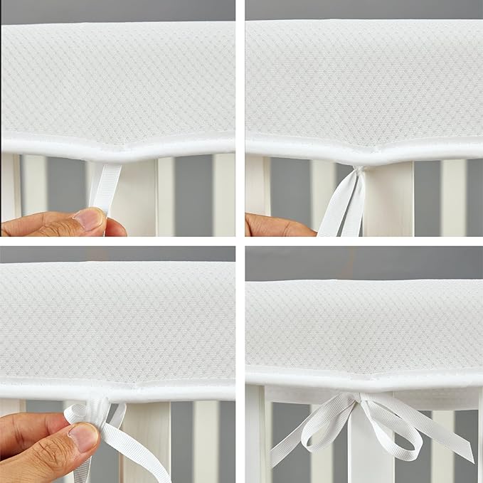 Mesh Sets Toddlers' Bed Rail Bumpers Protecter - Children's Bed Guardrail Padding - Anti-Collision |- Easy InstallEnhanced Safety Mostly Fit (4pc-Gray)