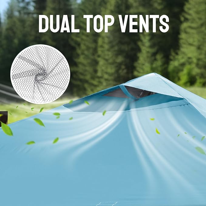 CROWN SHADES Adjustable Height on The Fly, 10x10 Pop Up Canopy - Beach Tent with One Push Setup - Easy Outdoor Sun Shade for Events, Parties, Camping - Outside Shade with STO-N-Go Bag, Cyan Blue