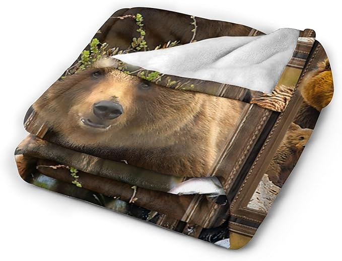 Jerkboo Bear Blanket Throws - Soft Warm Cozy Fleece Blanket for Girls, Women, Kids & Adults - 50"x40"