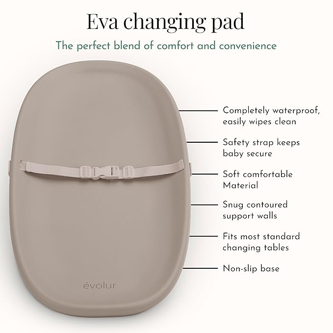 évolur Eva Baby Changing Pad, Soft, Lightweight and Portable Changing Pad, Fits All Changing Table, Waterproof Firm Padding - Oat