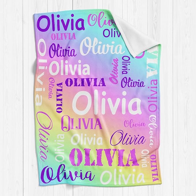 Gudina Personalized Name Blankets and Throws, Custom Blanket with Name, Personalized Christmas Blanket Gifts for Women Men