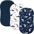 PHF 3 Pack Soft Bassinet Sheets, Shark Breathable Comfy Cradle Sheets for Baby Boys Girls Neutral, No Slip Universal Fit for Most Cradle and Bassinet Mattress, Shark