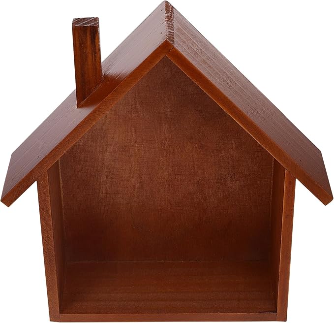 BESPORTBLE Wooden House-Shaped Storage Rack Small Wall-Mounted Decorative Shelf for Living Bedroom Stylish Practical Household Organizer